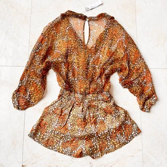 Poupette St Barth Silk Printed Short Romper Jumpsuit size XS - Picture 5 of 12